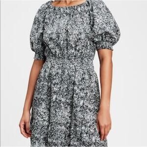 Gap Off The Shoulder Black & White Print Ruffled Dress Size Large New with Tags